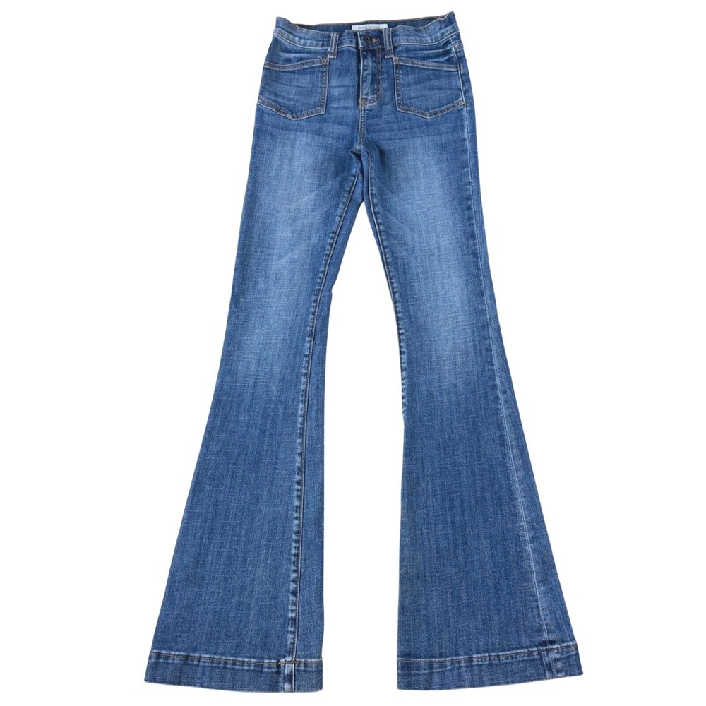 70s Style Flare Jeans Stetson Women 4Long Blue High Rise Western Cowgirl Country
